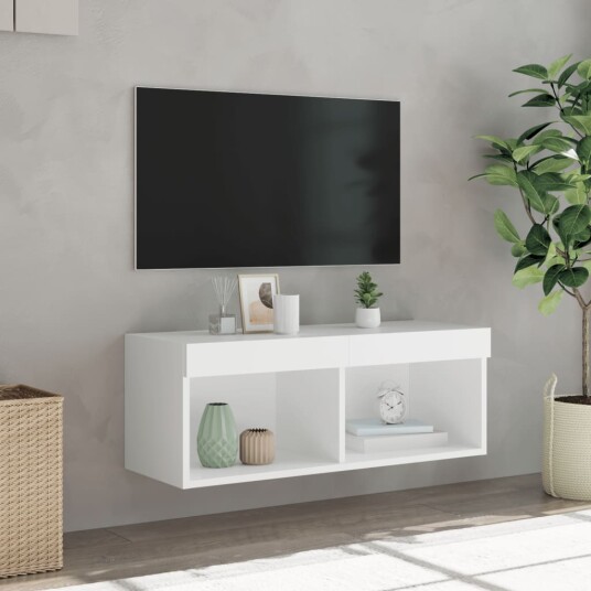 vidaXL TV-benk med LED-lys hvit 80x30x30 cm 8721012257252 vidaXL TV-benk med LED-lys hvit 80x30x30 cm 8721012257252