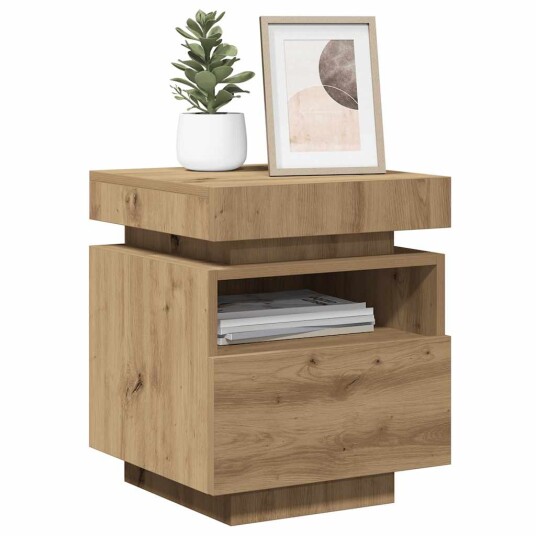 Nattbord med LED 2 stk artisan eik 40x39x48,5 cm 8721158446480