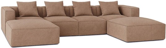 Box U sofa 4 pynteputer beige brun.