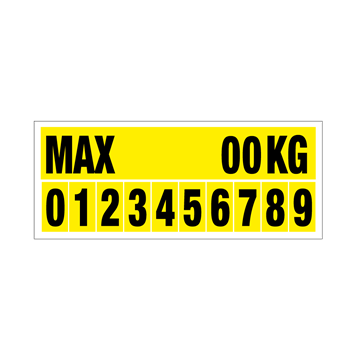Jo Safety Max kg og tall etiketter 90 x 220 mm Pakke med 10 stk 132708