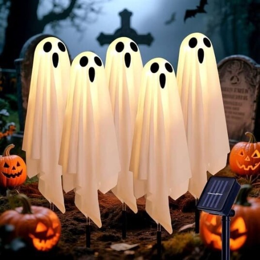 Halloween Solcellelamper med Spøkelser til Hage 5 stk TF