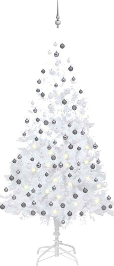 vidaXL Kunstig juletre med LED og kulesett 210 cm hvit PVC