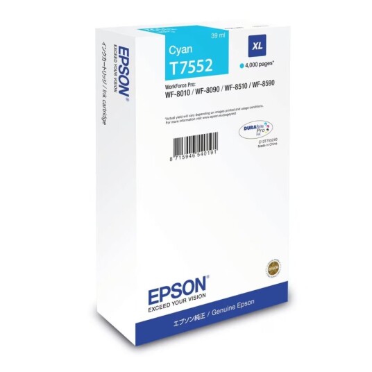 Original blekkpatron Epson T7552 blå cyan