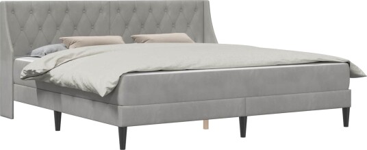vidaXL Sengeramme med madrass med madrass Lysegrå 200 x 200 cm Fløyel vidaXL Sengeramme med madrass med madrass Lysegrå 200 x 200 cm Fløyel