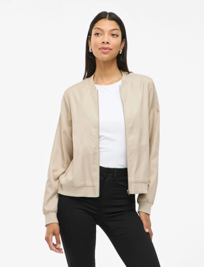 Vila Vipapaya L/S Bomber Jacket - Noos - Beige - 42 Vila Vipapaya L/S Bomber Jacket - Noos - Beige - 42