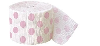 Rosa Og Hvit Crepe Streamer Prikker 