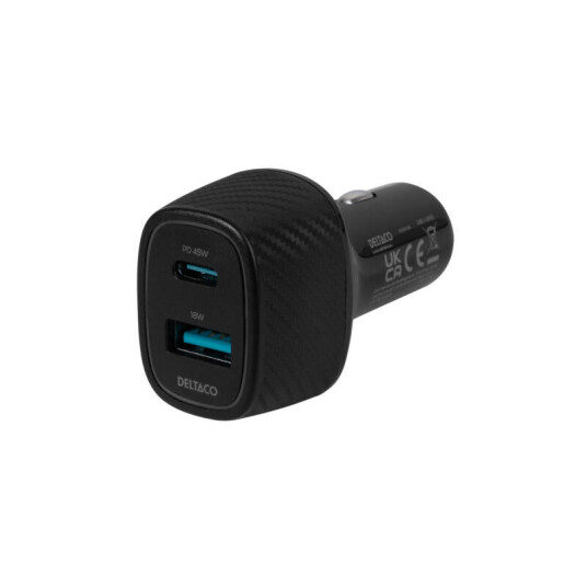 Deltaco USB-billader 63W med 1x USB-A og 1x USB-C PD