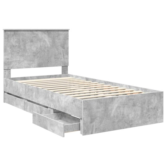 Sengestamme med skuff Betonggrå 100 x 200 cm Ingeniørtre