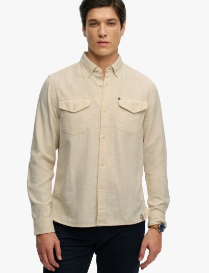 Superdry Merchant Lite L/S Shirt Beige XXXL