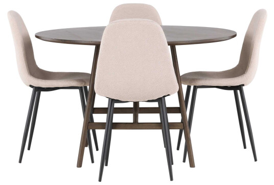 Venture Design Kaseindon & Polar spisegruppe Beige/mørkebrun 4 stoler & bord 100 cm