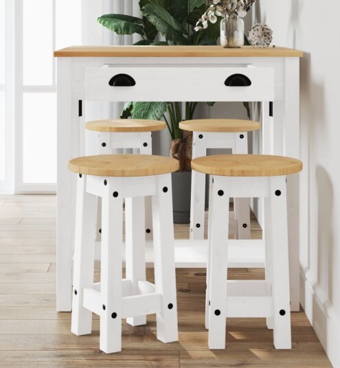 vidaXL Barsett 5 deler hvit heltre furu vidaXL Barsett 5 deler hvit heltre furu