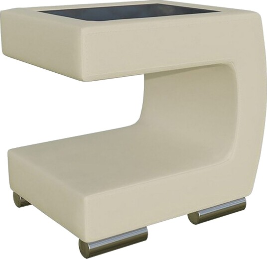 Honstad Nattbord 32 cm Høyre - Kunstlær/Glass/Beige/Svart