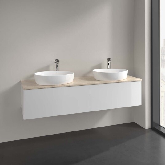 Villeroy & Boch Antao Servantskap med 2 skuffer 160x50x36 cm u/lys Hvit Blank/Crème