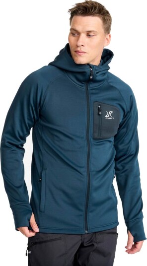 Revolutionrace Evolution Stretch Fleece Hoodie Herre Moonlit Ocean XS Herre Overdeler Fleece & midlayers