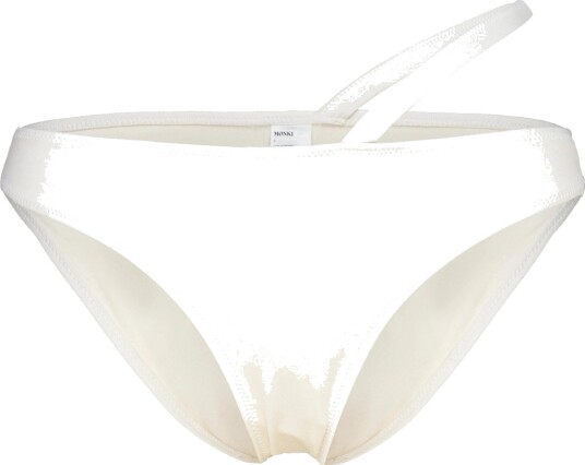 Monki Strappy High Waist Bikini Bottom Cream XL