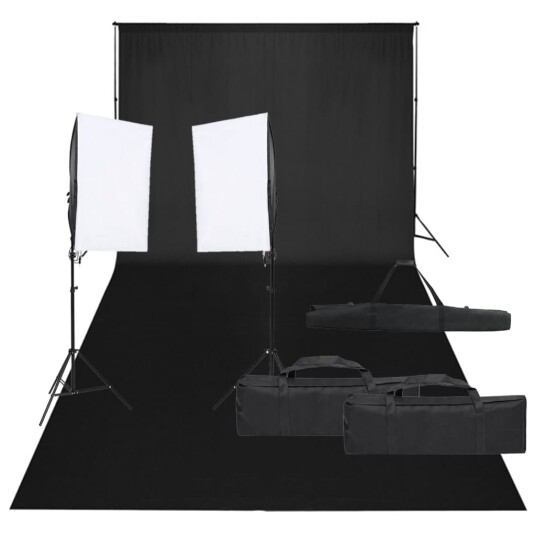 vidaXL Fotostudiosett med lyssett og bakgrunn vidaXL Fotostudiosett med lyssett og bakgrunn