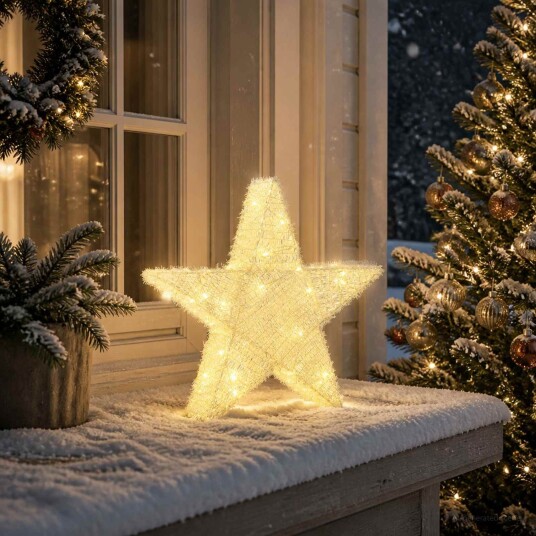 vidaXL 3D-julestjerne 50 LED-lys Varmhvit 55 x 53,5 x 10 cm