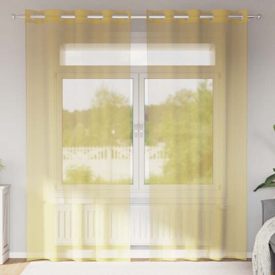 Voilegardiner med grommets 2 stk gul 8721158551498