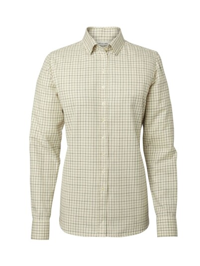 Chevalier Dollis Shooting Fit Wool Shirt Women Soft Green Tattersall 46W