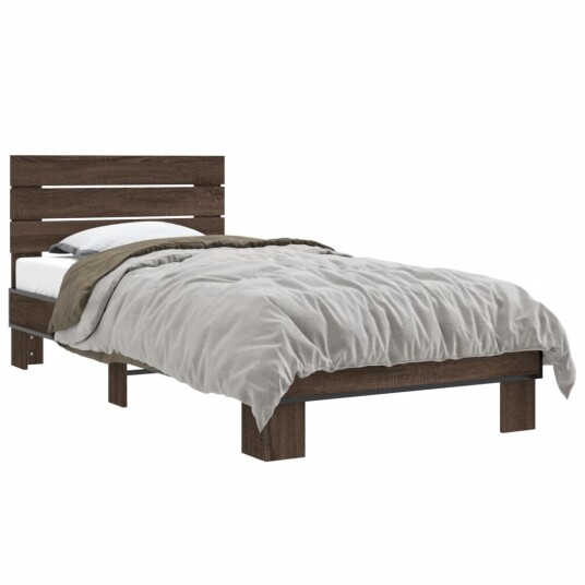 Sengeramme brun eik 90x200 cm konstruert tre og metall 8721102447242