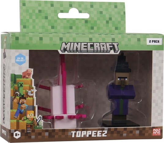 Minecraft 3D Figursett Axolotl og Heks 2 stk Lilla Rosa