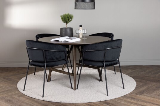Kaseidon Matgruppe 100 cm Rund med 4 Selma Stoler   Mørk brun