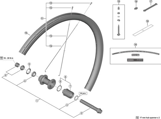 Shimano eiker 279mm lang til bakhjul modell WH-RS710-C32-TL-R