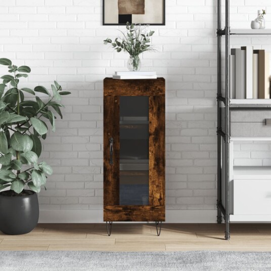 vidaXL Skjenk røkt eik 34,5x34x90 cm konstruert tre
