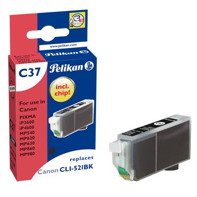 Pelikan C37 - Svart - Kompatibel - Blekkpatron (Alternativ For: Canon Cli-521Bk) - For Canon Pixma Ip4700 Mp540 Mp550 Mp560 Mp620 Mp630 Mp640 Mp980 Mp990 Mx860 Mx870