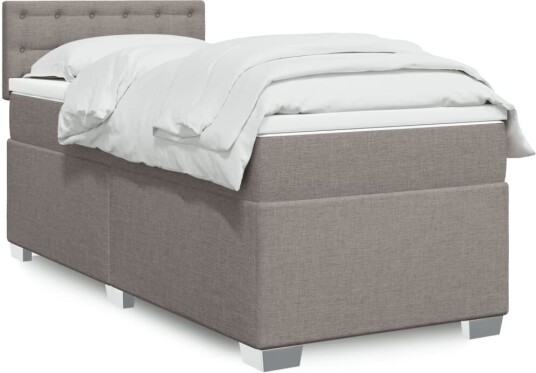 Seng med madrass boksfjær gråbrun 90x200 cm stoff 8721102706714