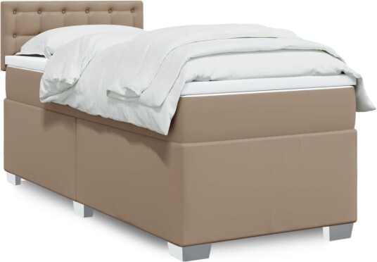 Seng med madrass boksfjær cappuccino 90x190 cm kunstlær 8721102709852