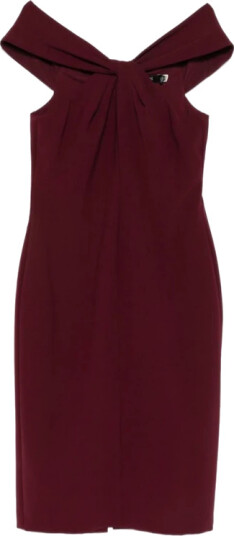 Lauren Ralph Lauren Twist Front Crepe Cocktail Dress   Burgundy   40