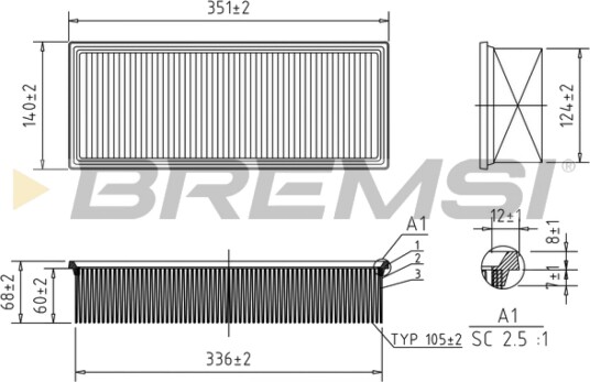 Luftfilter BREMSI FA1236 Luftfilter BREMSI FA1236