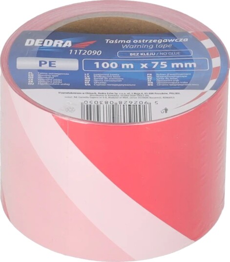 Dedra Varseltape Hvit/R??d 75mm x 500m Dedra Varseltape Hvit/R??d 75mm x 500m