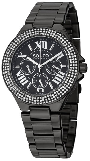 So & Co New York Dameklokke 5019.5 Madison Sort/Stål Ø38 mm