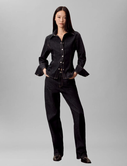 Calvin Klein Jeans Seamed Shirt Classic Ck Rinse Navy S