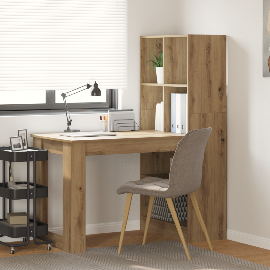  Skrivebord med hylle med lagring artisan eik 122 x 67 x 145 cm