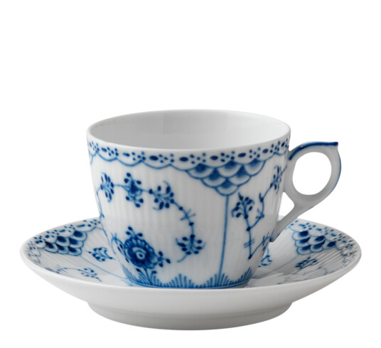 Royal Copenhagen Musselmalt Halvblonde kaffekopp med skål 17 cl