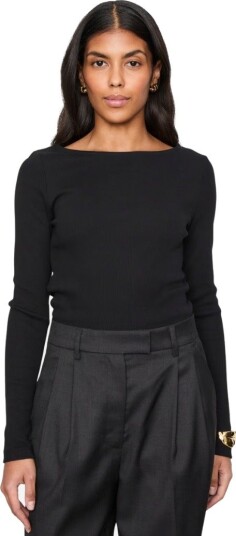 Camilla Pihl Petronella rib boatneck S sort dame