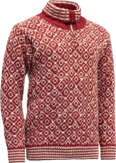 Devold W Svalbard Sweater Zip Neck Hindberry/Offwhite Brun XL Devold W Svalbard Sweater Zip Neck Hindberry/Offwhite Brun XL