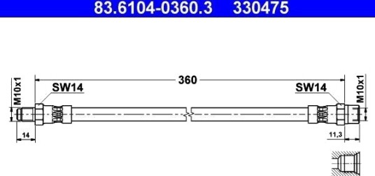 ATE 83.6104 0360.3 Bremseslange ATE 83.6104 0360.3 Bremseslange