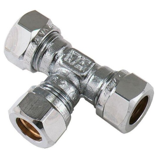 Vatette FG037115320 T-kobling 90°, forkrommet, redusert 22 x 15 x 15 mm