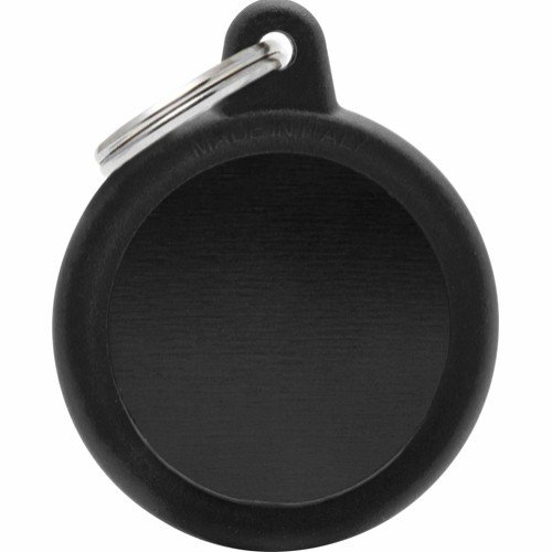 Myfamily Hushtag Sirkel Id Tag-Aluminium Med Plast Kant Sort