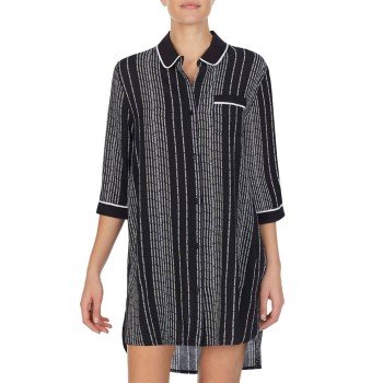 DKNY Color Theory Sleepshirt Svart stripet viskose Small Dame