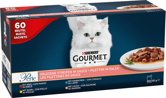 Purina Gourmet Perle 60-pakning Våtfôr til Katt - Kylling, Okse, Laks & Kanin 85 g Purina Gourmet Perle 60-pakning Våtfôr til Katt - Kylling, Okse, Laks & Kanin 85 g