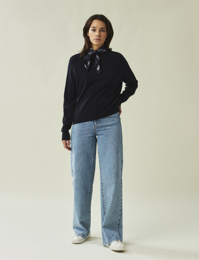 Lexington Clothing Freya Cotton/Cashmere Sweater - Navy - L