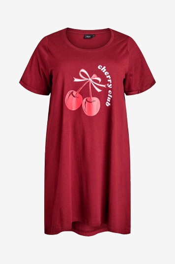 Zizzi Nattkjole mAlly S/S Abk Dress Rød