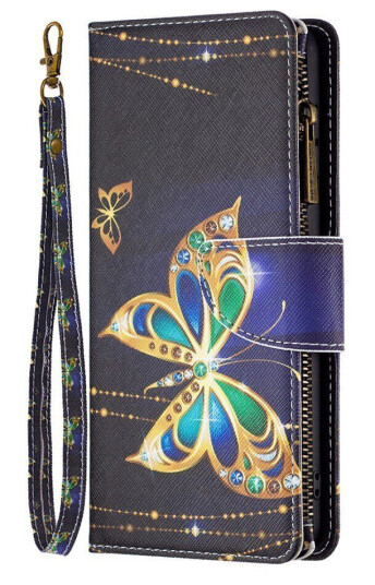 INCOVER Samsung Galaxy A73 (5G) PU Skinn Flip Deksel Med Lommebok - Gull Sommerfugl