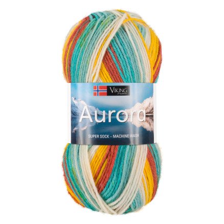 Viking Garn Aurora 632 Multi Gul/ Grønn/ Turkis