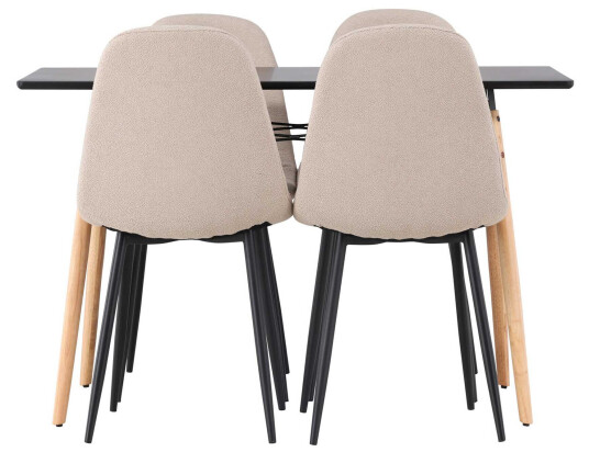 Venture Design Danburi & Polar spisegruppe Beige/svart 4 stoler & bord 120 x 60 cm